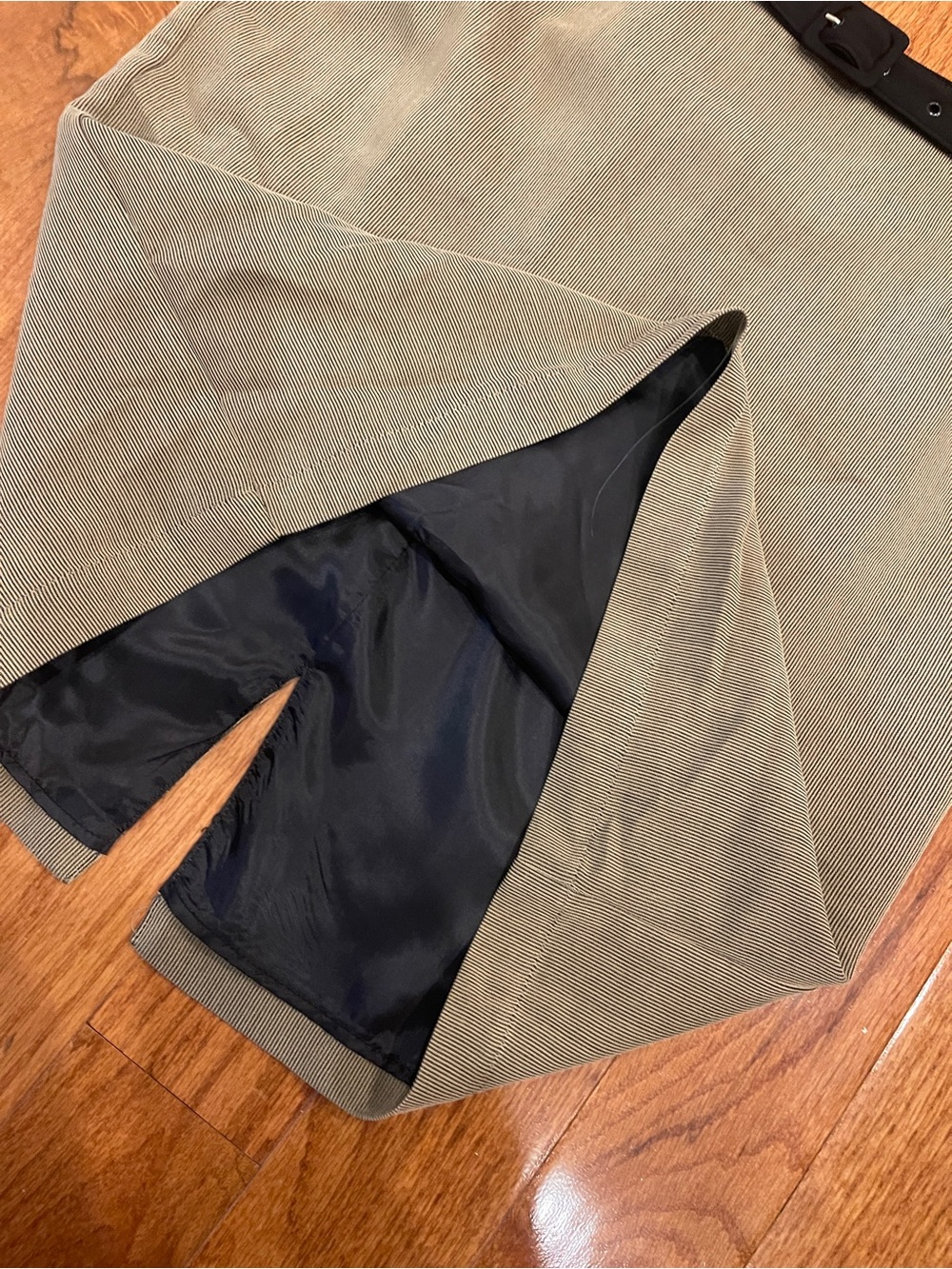 Vintage Silver Connection Black Tan Pinstripe Belted Pencil Skirt Size 6 NEW - Picture 5 of 10